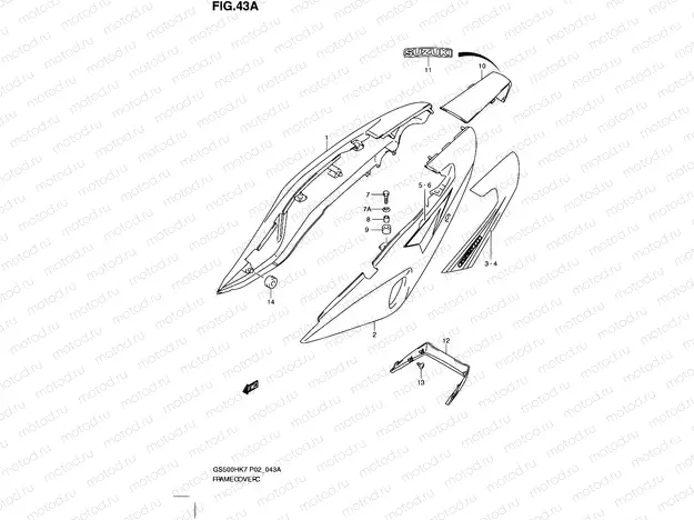 43A - FRAME COVER (MODEL K8)