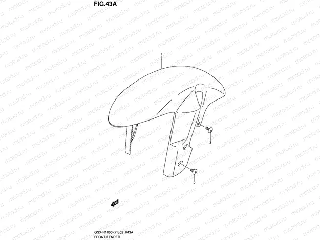 43A - FRONT FENDER (GSX-R1000K8 E02,E19,U2E19,E24,E51,P37)