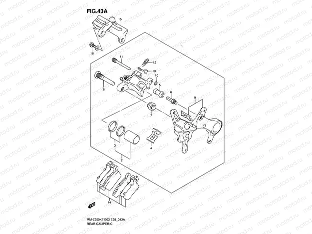 43A - REAR CALIPER (MODEL K8/K9)