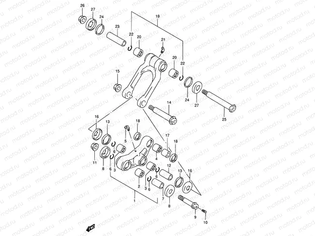 43A - REAR CUSHION LEVER (MODEL X)