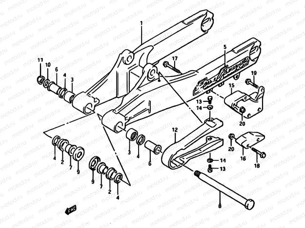 43A - REAR SWINGING ARM (MODEL J)