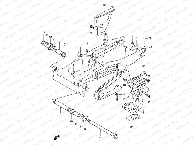 43A - REAR SWINGING ARM (MODEL R/S/T)