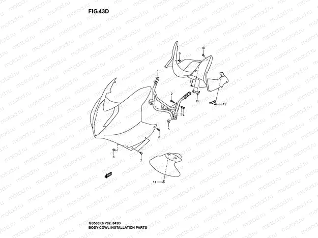 43D - BODY CWL. INSTALLATION PARTS  (GS500F/FU)