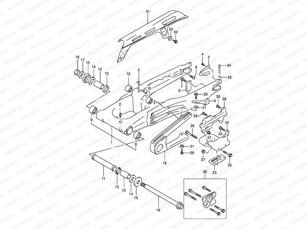 44 - REAR SWINGING ARM (MODEL L/M/N/P)
