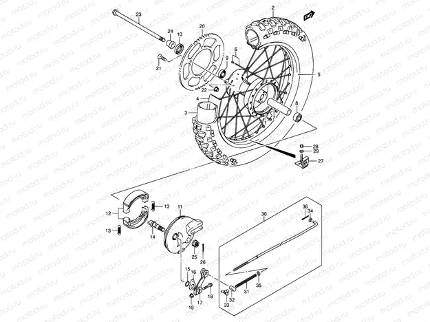 44 - REAR WHEEL (DR-Z125LK3)