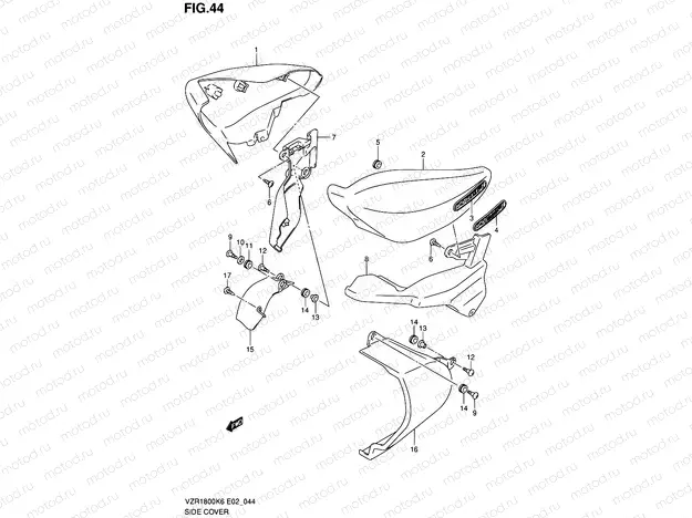 44 - SIDE COVER (VZR1800K6/UFK6/K7/U2K7)