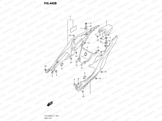445B - FRAME COVER (GSX-R1000A)(SEE NOTE 1)