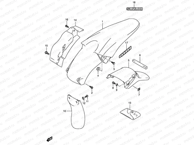 44A - REAR FENDER (MODEL K4)