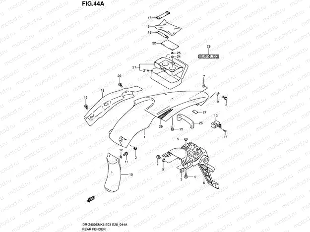 44A - REAR FENDER (MODEL K7/K8/K9)