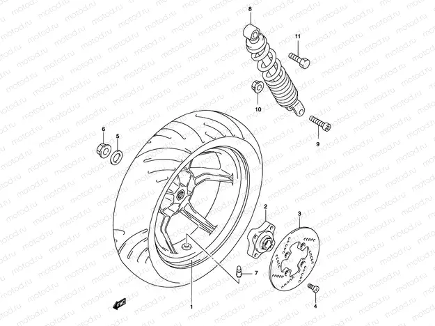 44A - REAR WHEEL (MODEL AY50WK4)