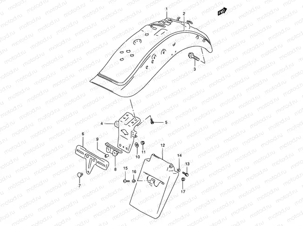 44C - REAR FENDER (MODEL Y/K1/K2)