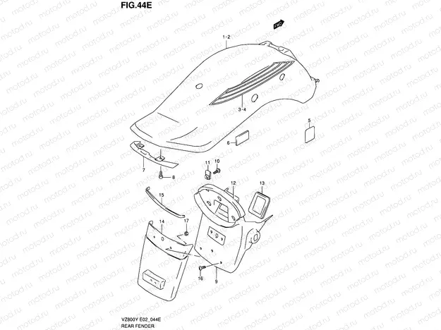 44E - REAR FENDER (MODEL K2/K3)