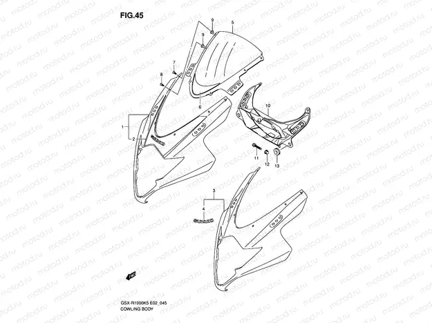 45 - COWLING BODY (GSX-R1000K5 E02,E19,E24,P37)