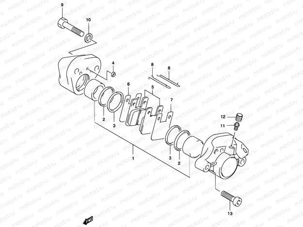 45 - REAR CALIPER (MODEL AY50WR K1/K2/AY50W K3/K4)