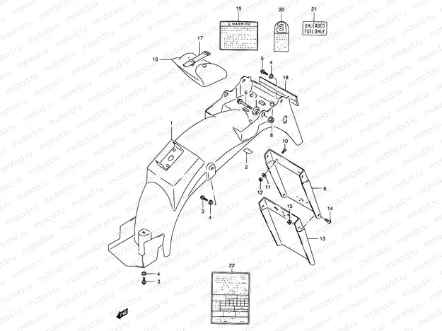 45 - REAR FENDER - LABEL (MODEL L/M/N/P/R)