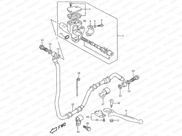 45 - REAR MASTER CYLINDER (MODEL AY50W/WR X/Y/K1)