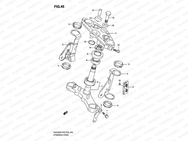 45 - STEERING STEM (MODEL K3)