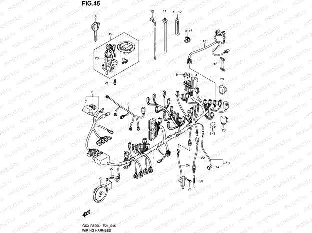 45 - WIRING HARNESS (GSX-R600UFL1 E21)