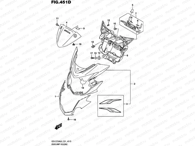 451D - HEADLAMP HOUSING (GSX-S750UQYL9 E21)