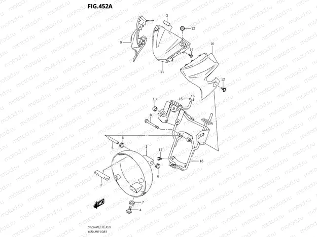 452A - HEADLAMP COVER (SV650A,SV650AU)