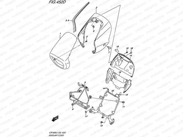 452D - HEADLAMP COVER (FOR BBD)  (VZR1800BZL6 E19)
