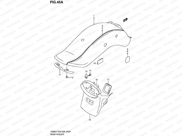 45A - REAR FENDER (MODEL W/X)