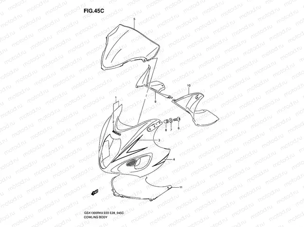 45C - COWLING BODY (GSX1300RZK6)