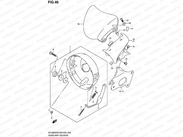 46 - HEADLAMP HOUSING (SV1000K6 E33)