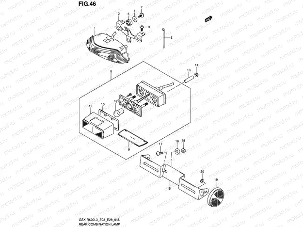 46 - REAR COMBINATION LAMP (GSX-R600L3 E03)