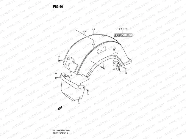 46 - REAR FENDER (MODEL K5/K6/K7/K8)