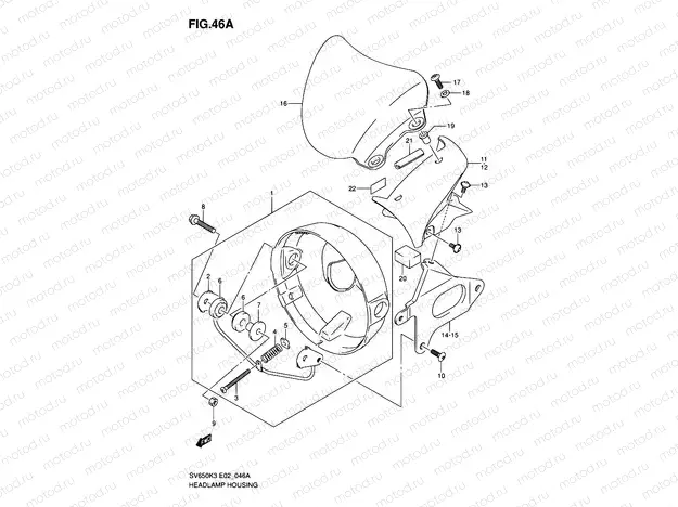 46A - HEADLAMP HOUSING (SV650K5/UK5/K6/UK6)