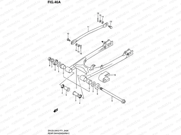 46A - REAR SWINGING ARM (EN125-2AK7/HUK7/-2AK8/HUK8)