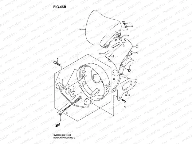 46B - HEADLAMP HOUSING (SV650K7/UK7/AK7/UAK7)