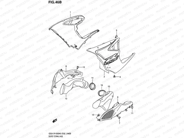 46B - SIDE COWLING (GSX-R1000K6 E02,E19,E24,P37)
