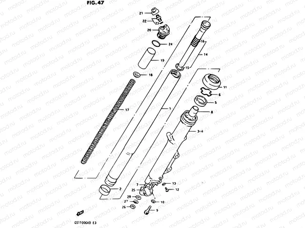 47 - FRONT FORK (GS1100GK2/GKD)