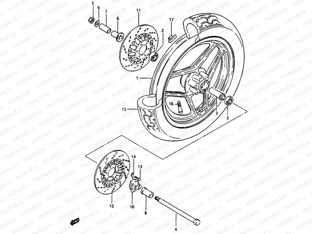 47 - FRONT WHEEL (GSX750ESF/EFF/ESG E06, E24)