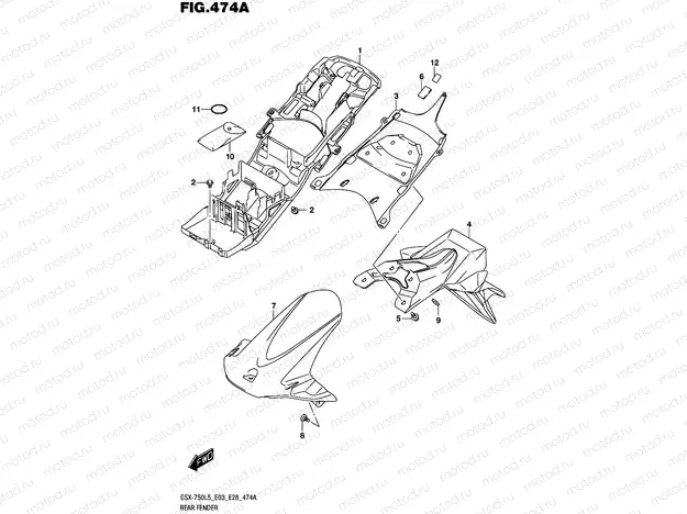 474A - REAR FENDER (GSX-R750L5 E03)