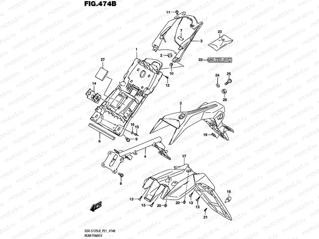 474B - REAR FENDER (GSX-S125MLXL8 P21)