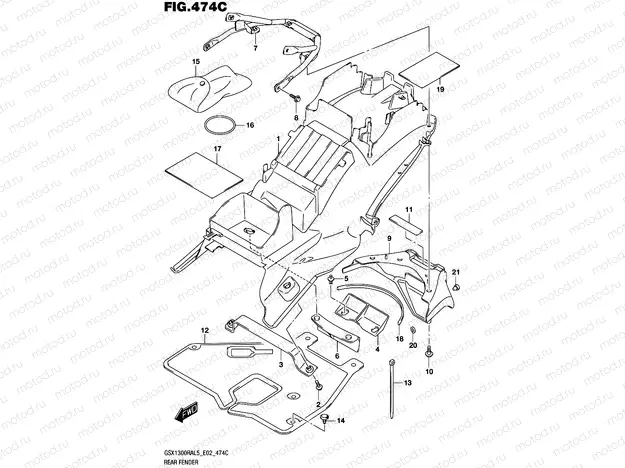 474C - REAR FENDER (GSX1300RAUFL5 E19)
