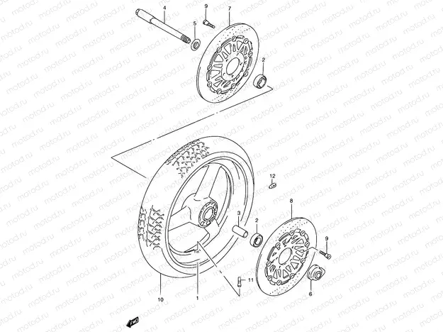 48 - FRONT WHEEL (GSF1200T/V/W/X/Y/ST/SV/SW/SX/SY)