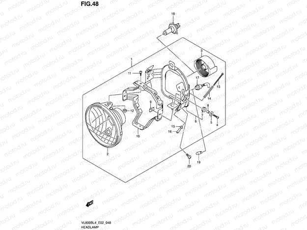 48 - HEADLAMP ASSY (VL800BUEL4 E19)