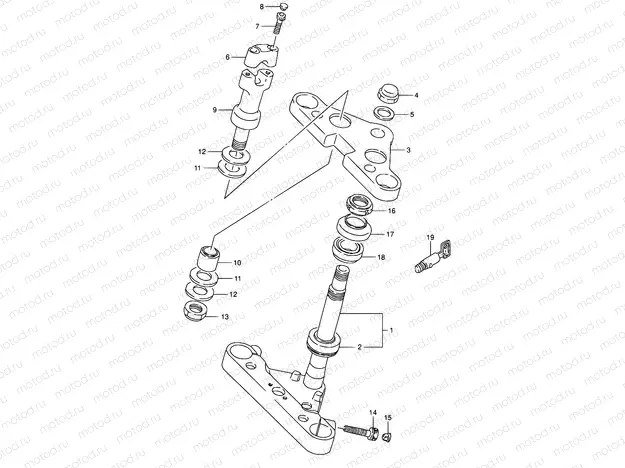 48 - STEERING STEM (MODEL T/V/W/X)