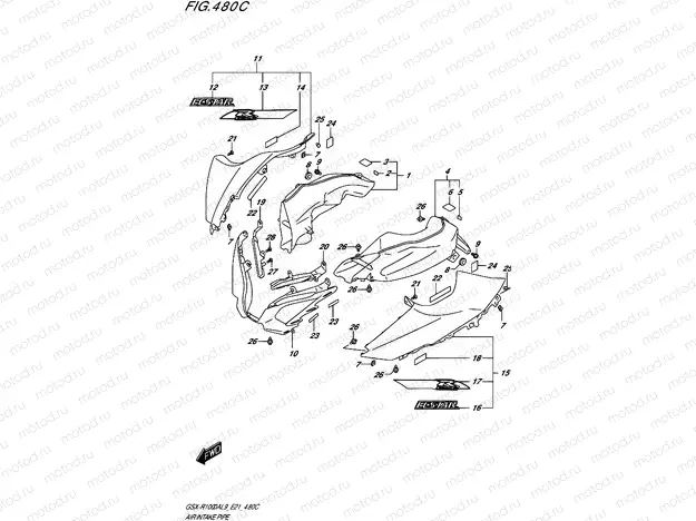480C - AIR INTAKE PIPE (GSX-R1000A)(SEE NOTE 1)