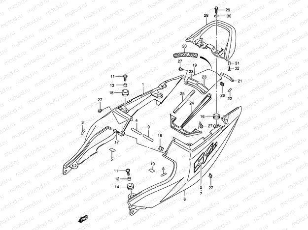 48E - SEAT TAIL COVER (SV1000K5/U1K5/U2K5)