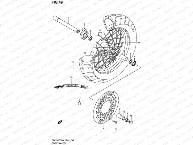 49 - FRONT WHEEL (MODEL K5/K6)