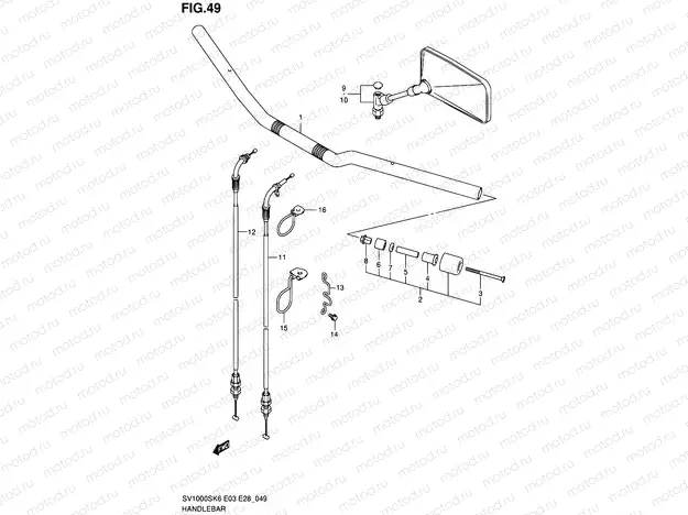 49 - HANDLEBAR (SV1000K6 E33)