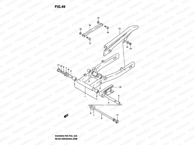 49 - REAR SWINGING ARM (MODEL K3)