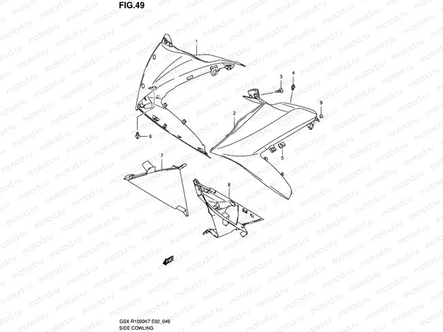 49 - SIDE COWLING (GSX-R1000K7 E02,E19,U2E19,E24,E51,P37)