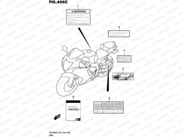 496C - LABEL (GSX-R600L5 E33)