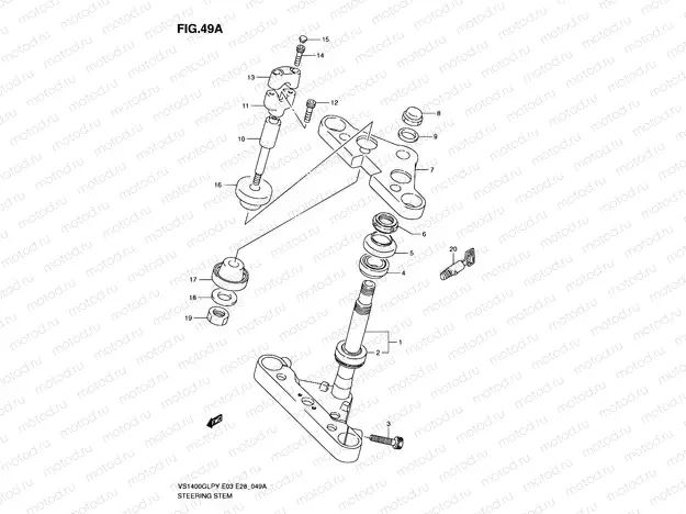 49A - STEERING STEM (MODEL Y/K1/K2/K3)